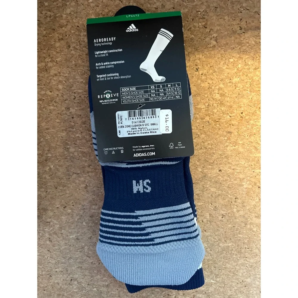 Adidas Copa Zone Cushion IV Soccer Socks Navy Blue Grey Kids Small 5147292B